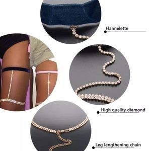 Rhinestone gold leg chain